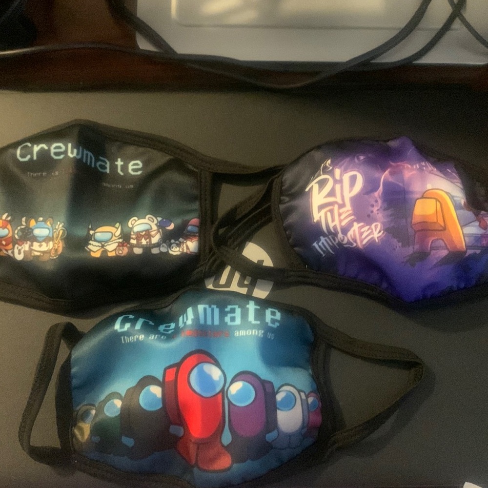 NWT 3pcs Among Us games reusable washable kids face masks